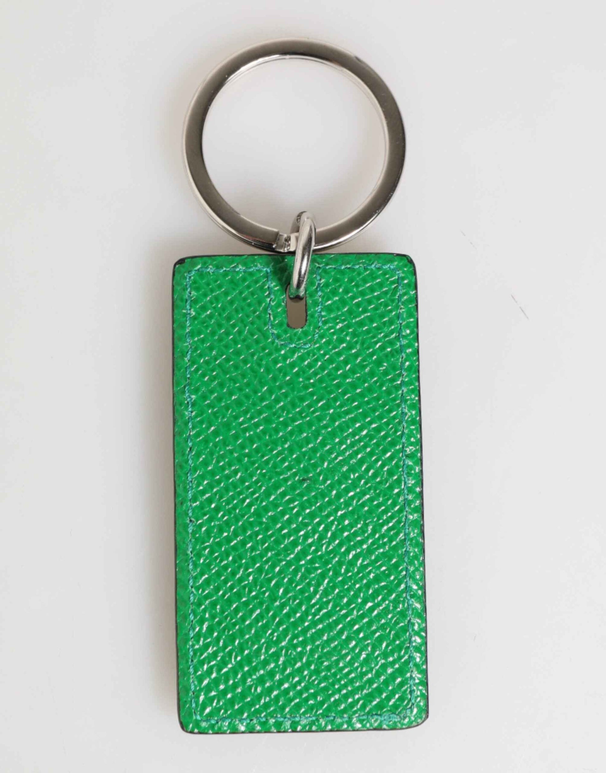 Dolce & Gabbana Green Leather Logo Metal Ring Keychain Holder Men Keyring by Dolce & Gabbana