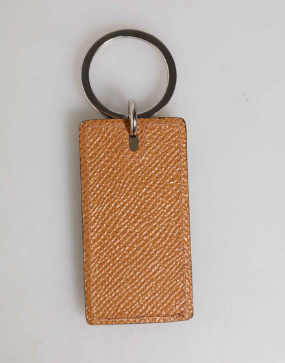 Dolce & Gabbana Brown Leather Logo Metal Ring Keychain Holder Men Keyring by Dolce & Gabbana