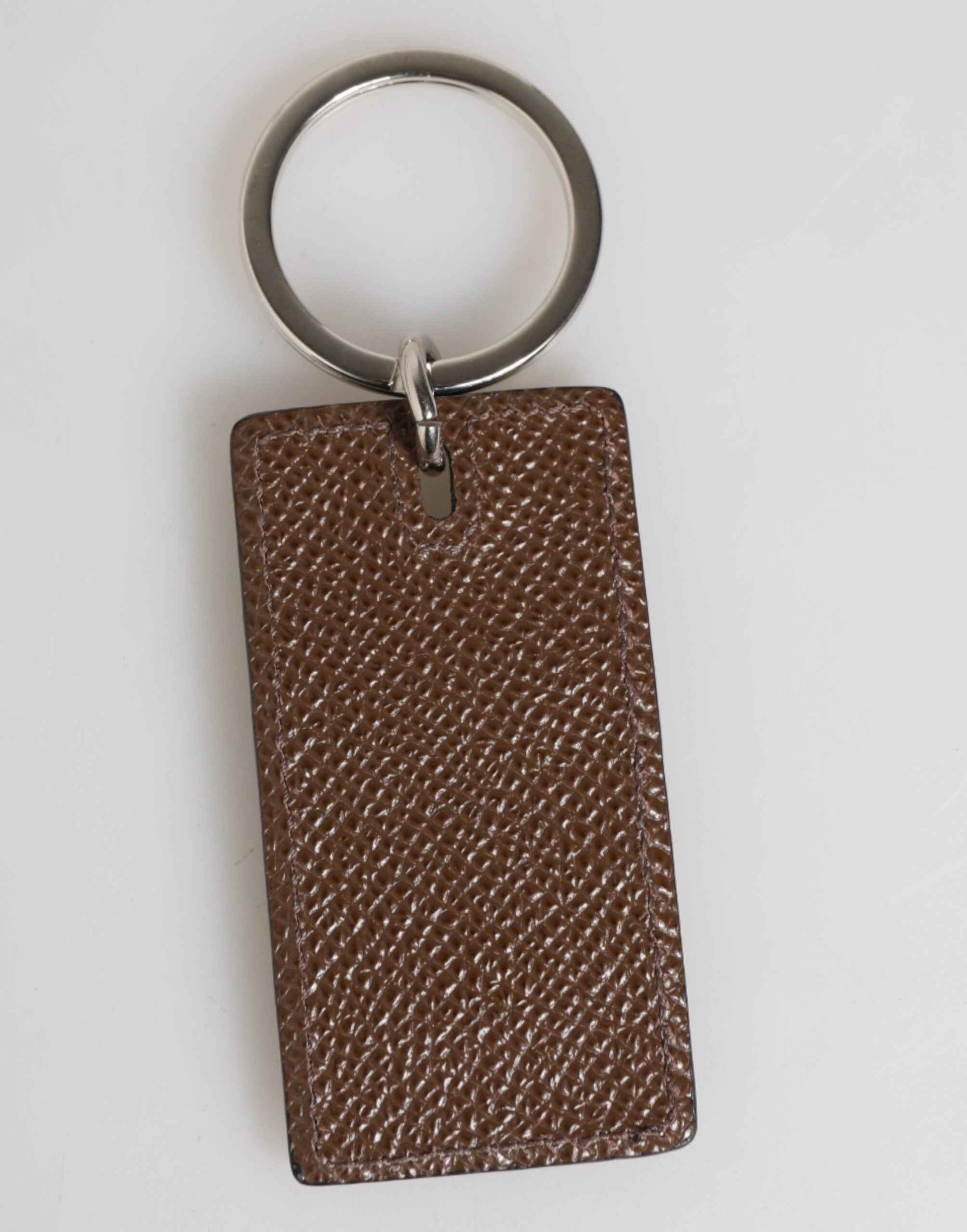 Dolce & Gabbana Dark Brown Leather Logo Metal Ring Keychain Holder Keyring by Dolce & Gabbana