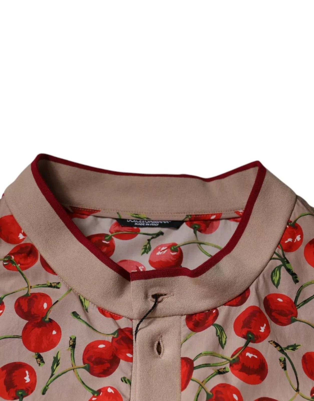Dolce & Gabbana Beige Cherry Nylon Buttoned Casual Shirt - from Dolce & Gabbana