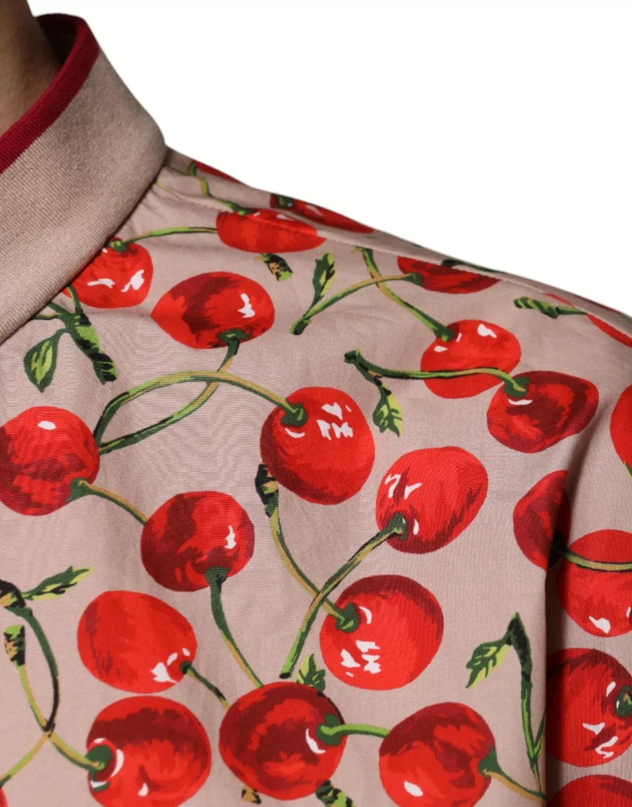Dolce & Gabbana Beige Cherry Nylon Buttoned Casual Shirt - from Dolce & Gabbana