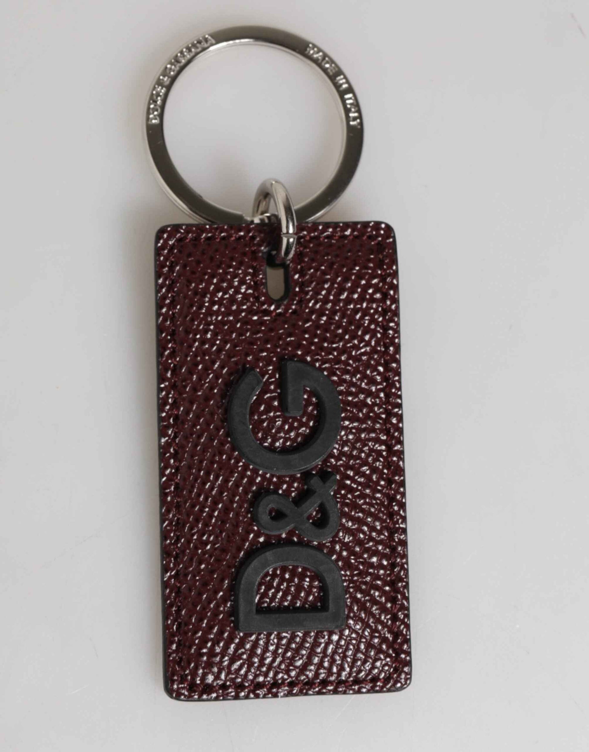 Dolce & Gabbana Dark Brown Leather Logo Metal Ring Men Keychain Keyring by Dolce & Gabbana