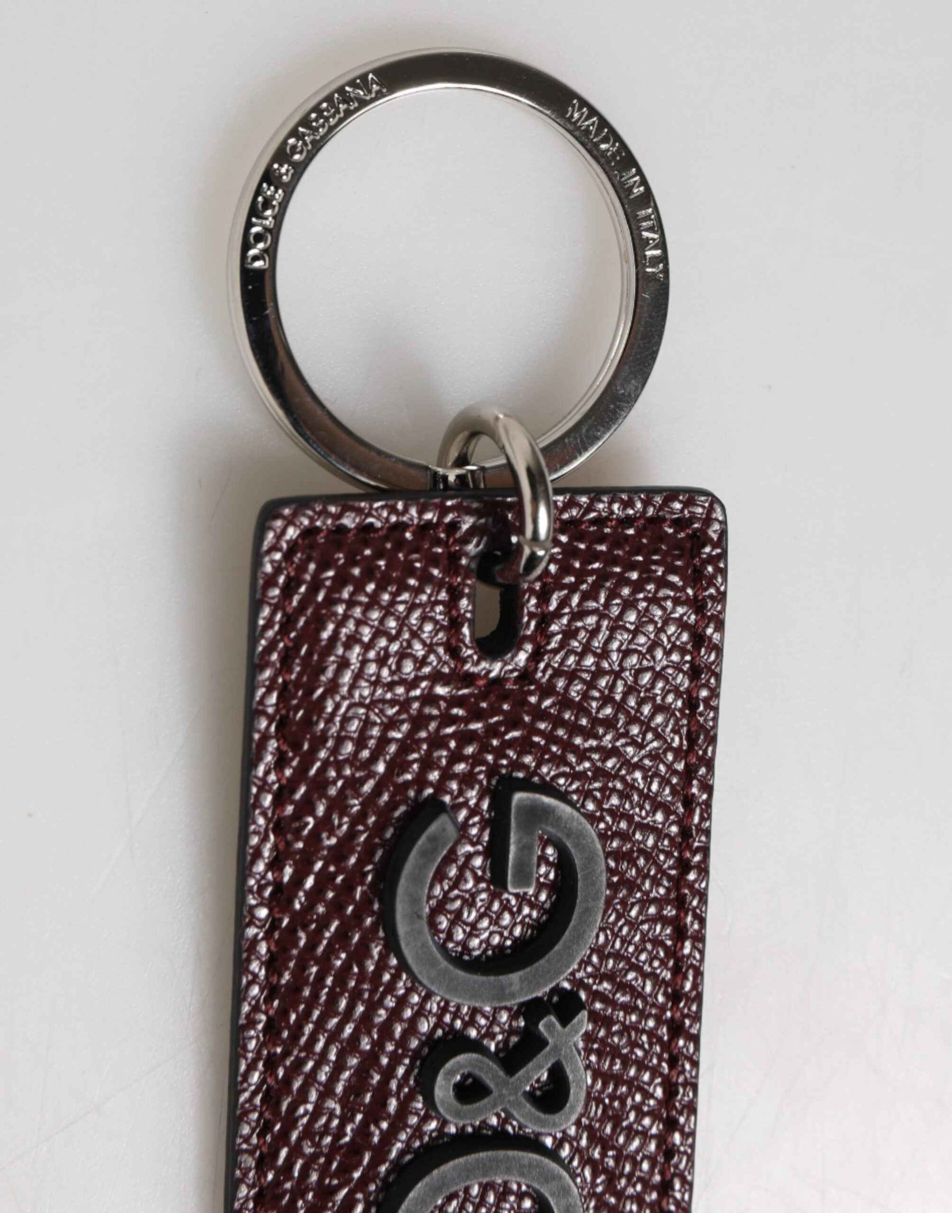 Dolce & Gabbana Dark Brown Leather Logo Metal Ring Men Keychain Keyring by Dolce & Gabbana