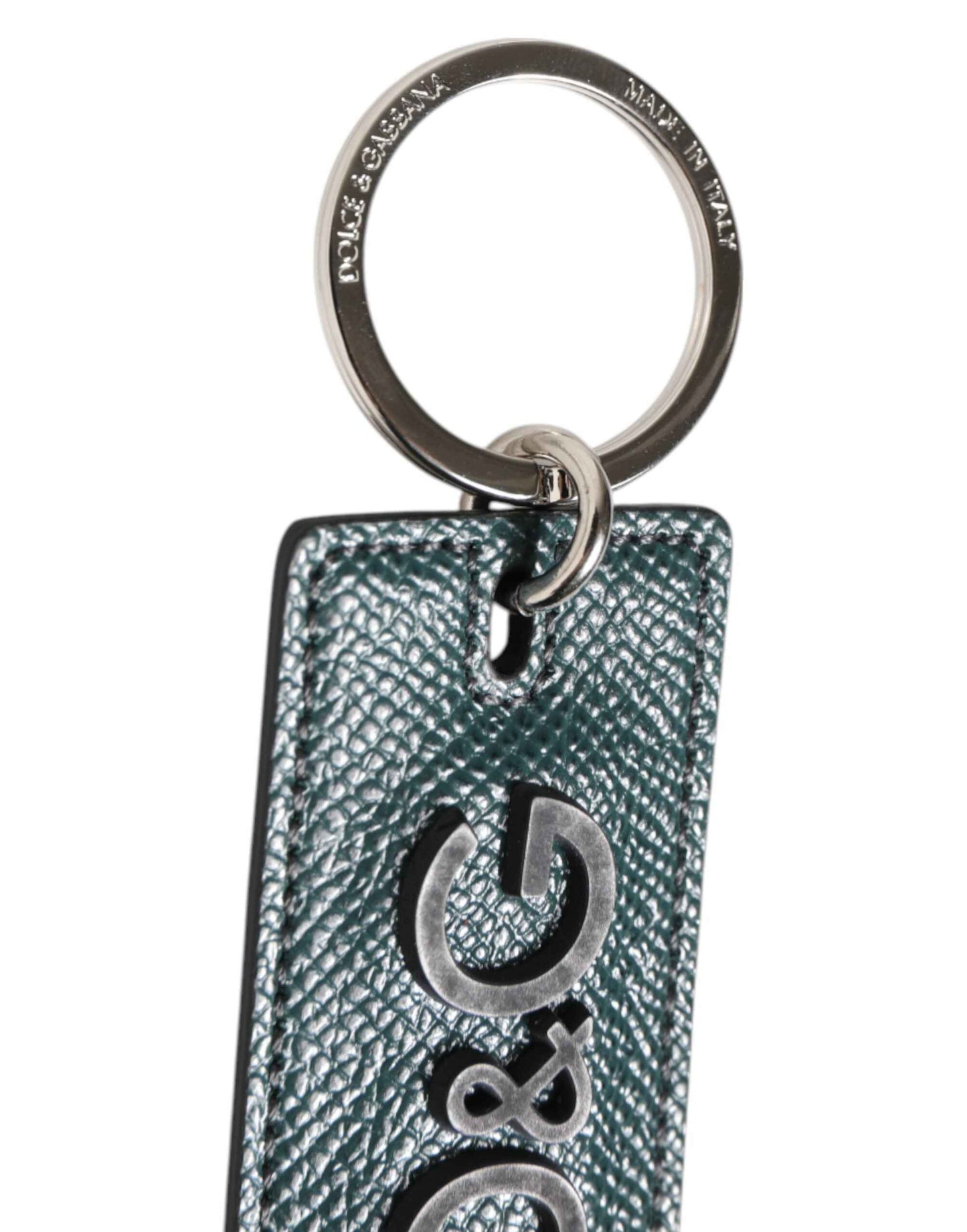 Dolce & Gabbana Army Green Leather Logo Metal Ring Men Keychain Keyring by Dolce & Gabbana