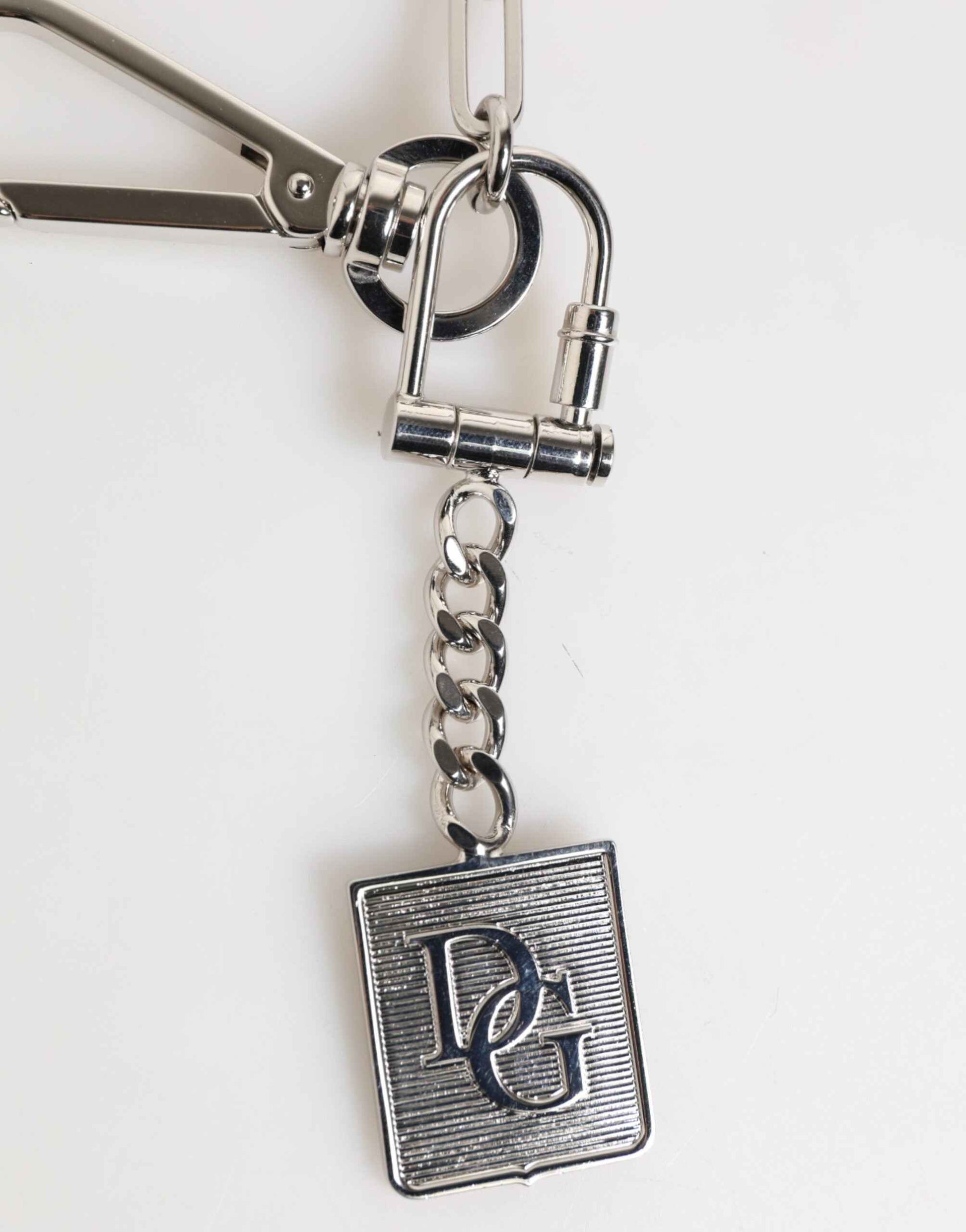 Dolce & Gabbana Silver Tone Metal Chain DG Logo Pendant Men Necklace by Dolce & Gabbana