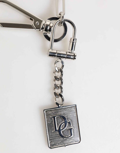 Dolce & Gabbana Silver Tone Metal Chain DG Logo Pendant Men Necklace by Dolce & Gabbana