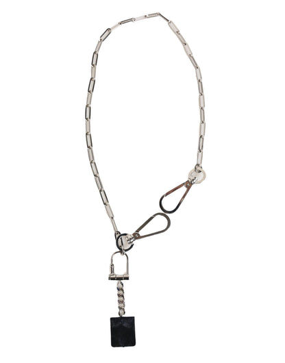 Dolce & Gabbana Silver Tone Metal Chain DG Logo Pendant Men Necklace - from Dolce & Gabbana