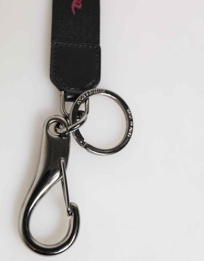 Dolce & Gabbana Black Red Polyester DG Logo Silver Men Keychain Keyring by Dolce & Gabbana