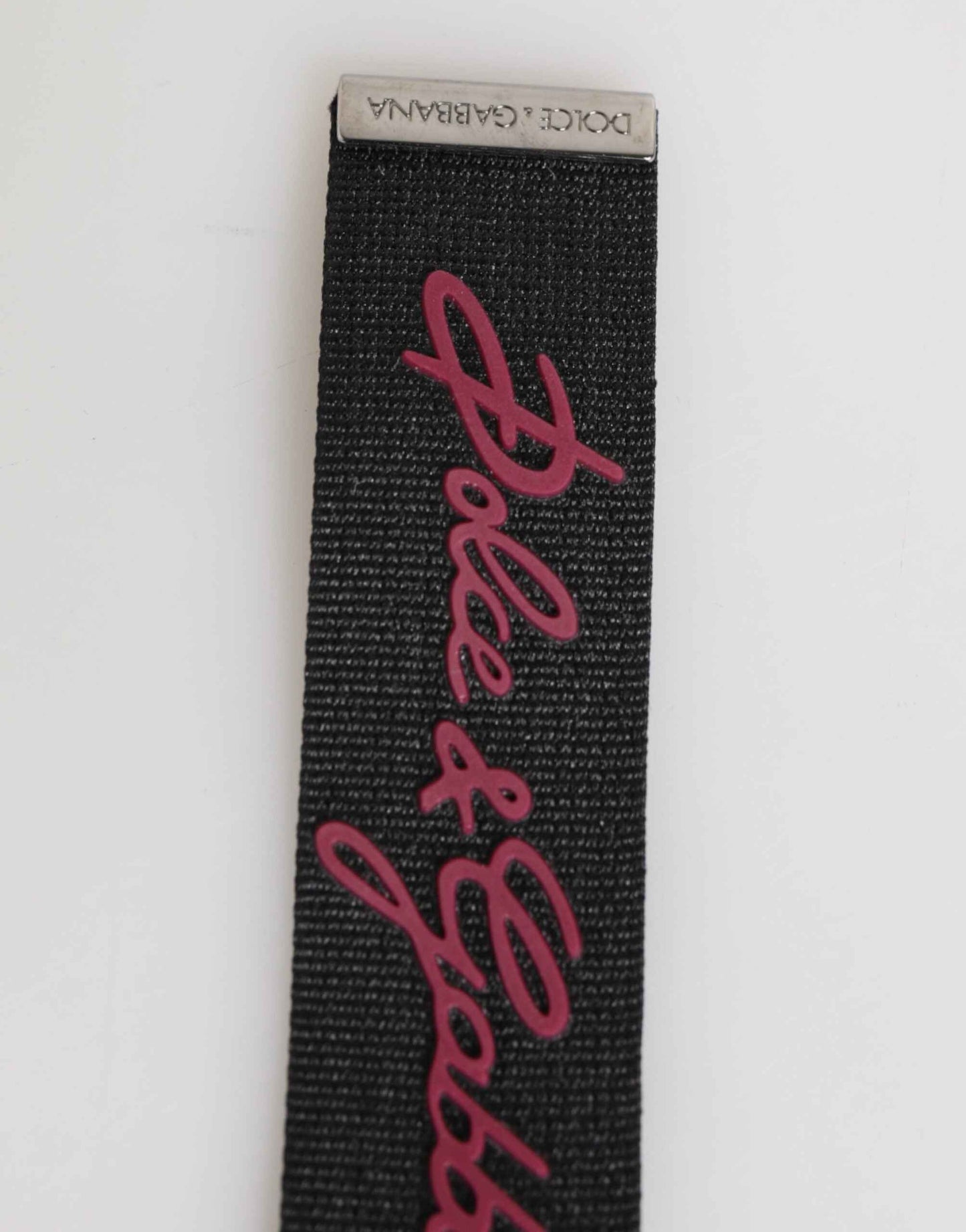 Dolce & Gabbana Black Red Polyester DG Logo Silver Men Keychain Keyring by Dolce & Gabbana