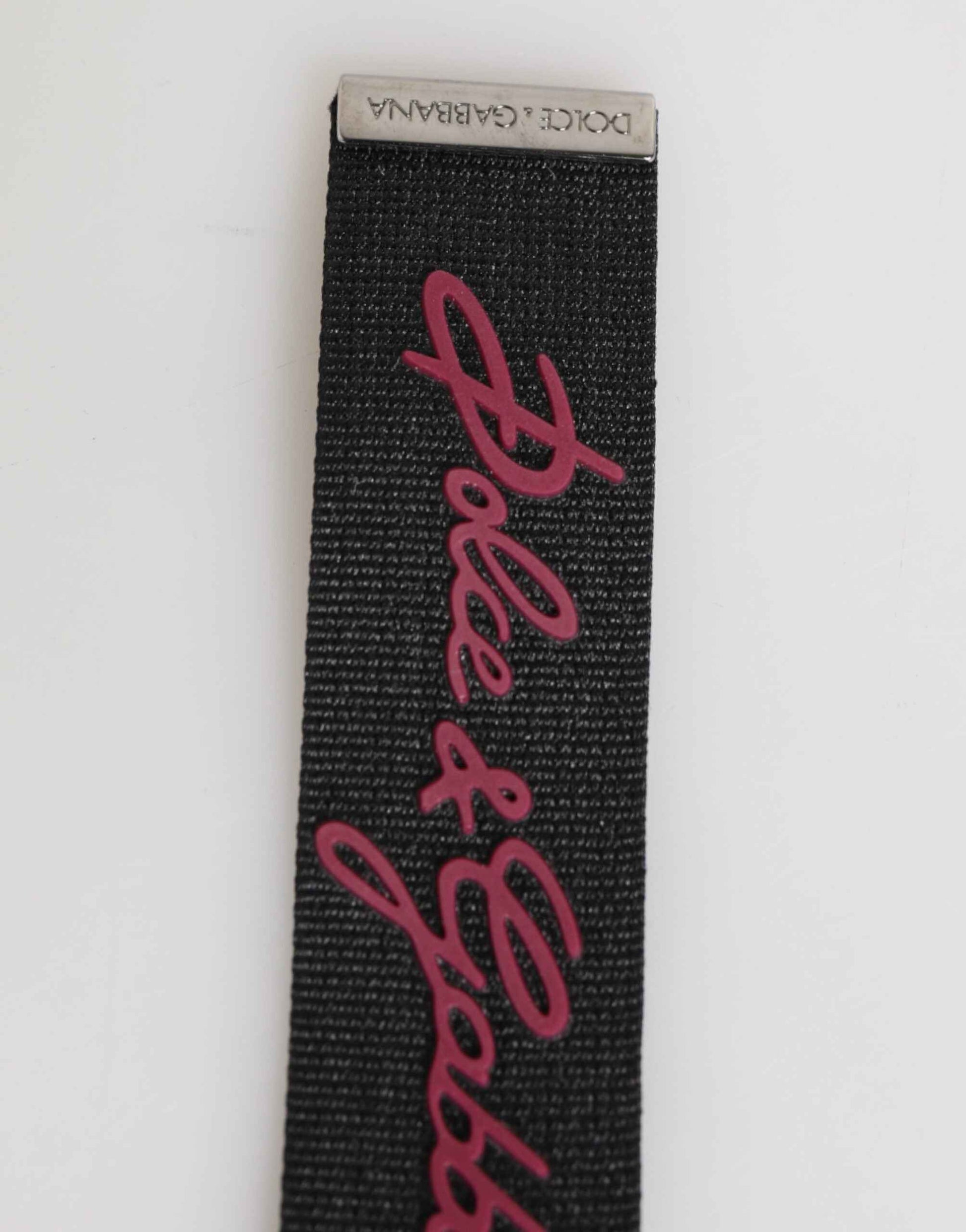 Dolce & Gabbana Black Red Polyester DG Logo Silver Men Keychain Keyring by Dolce & Gabbana