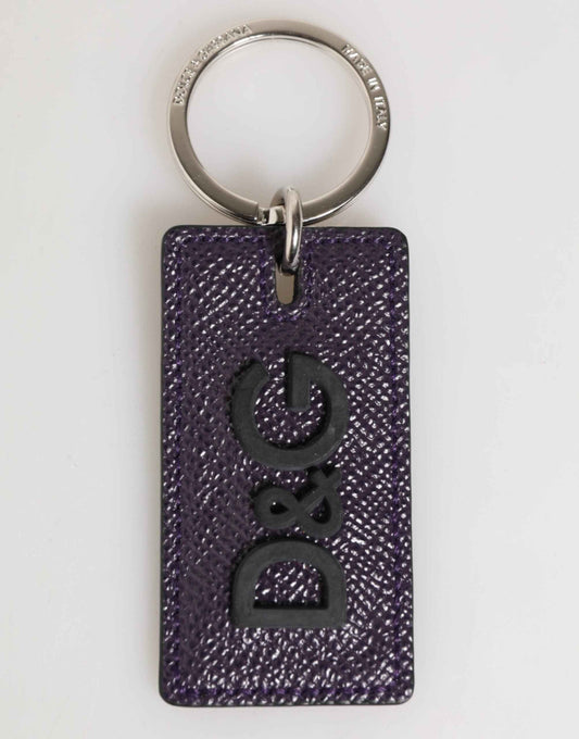 Dolce & Gabbana Violet Leather Logo Metal Ring Men Keychain Keyring by Dolce & Gabbana