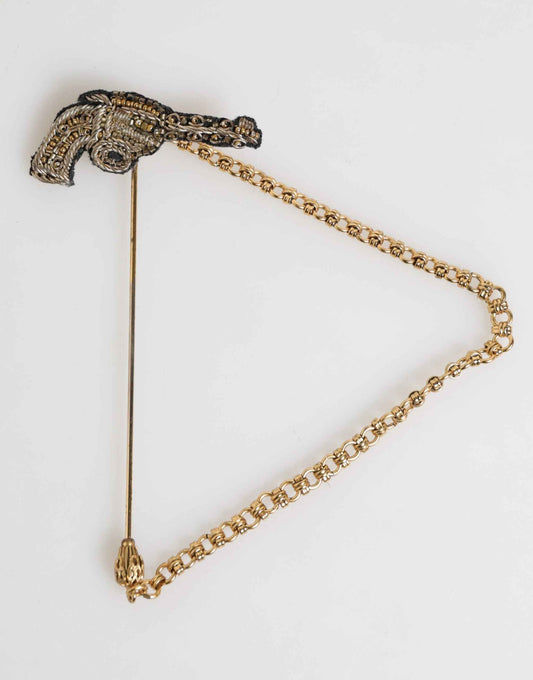 Dolce & Gabbana Lapel Pin Brass Copper Revolver Men Accessories Brooch by Dolce & Gabbana
