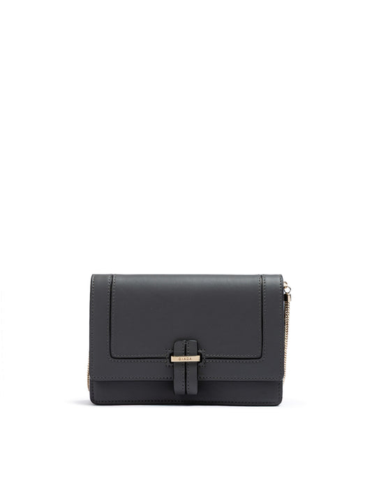 Giada Dark Gray Leather Clutch Bag