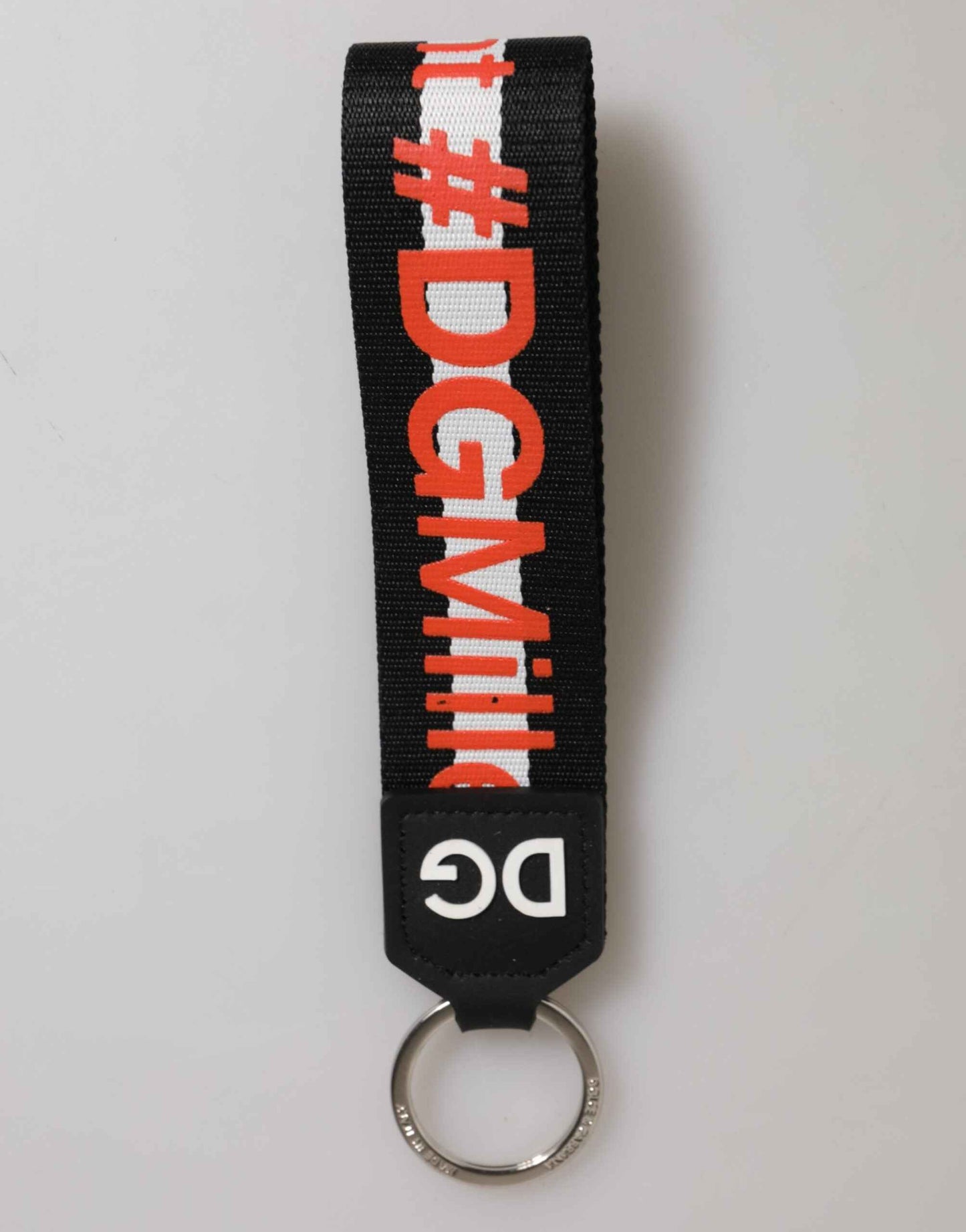 Dolce & Gabbana Black Red Logo Polyester Brass Holder Keychain Keyring by Dolce & Gabbana