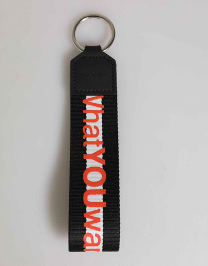 Dolce & Gabbana Black Red Logo Polyester Brass Holder Keychain Keyring by Dolce & Gabbana