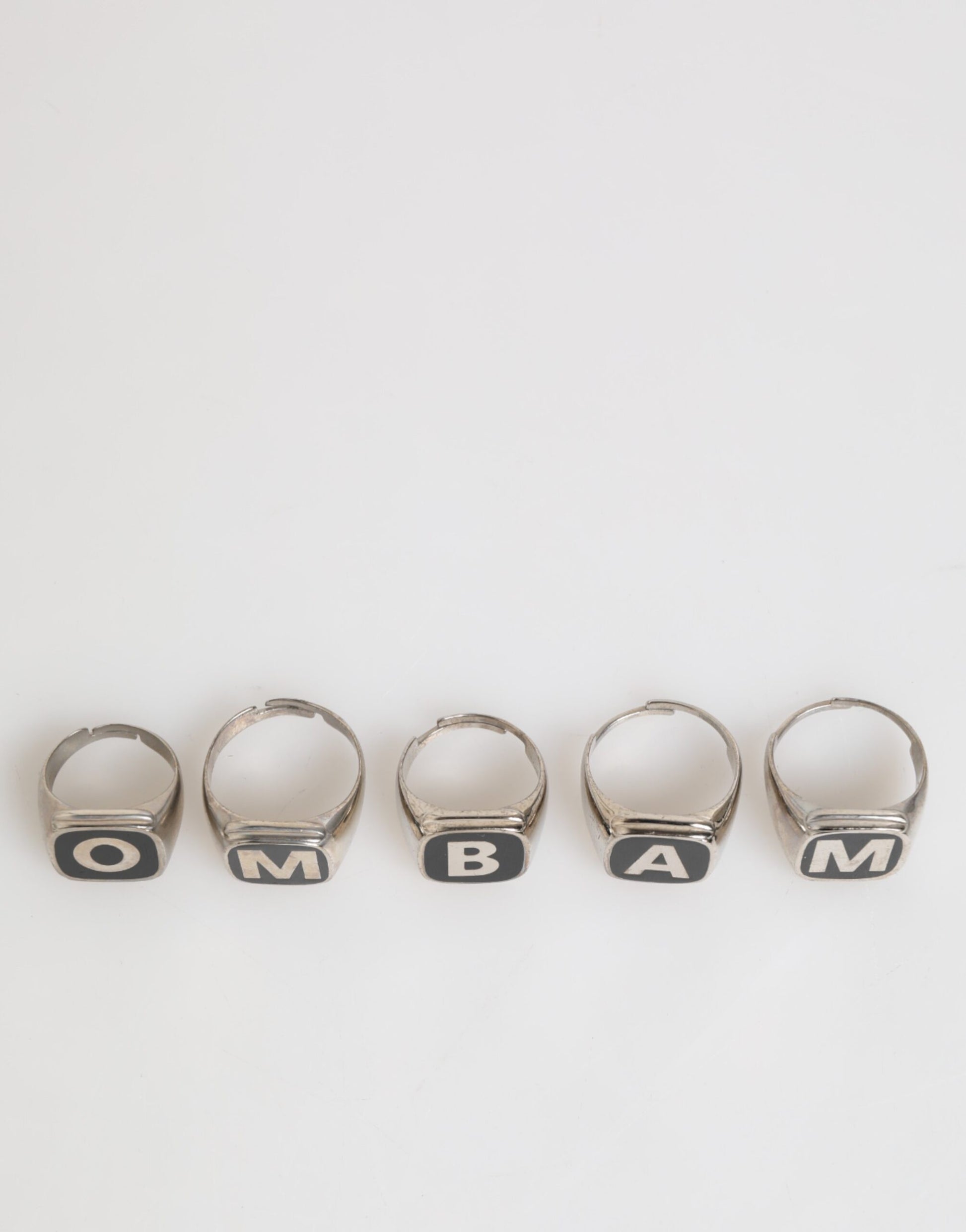 Dolce & Gabbana Silver Tone Brass Lettering Set 5 Pieces Adjustable Ring - from Dolce & Gabbana