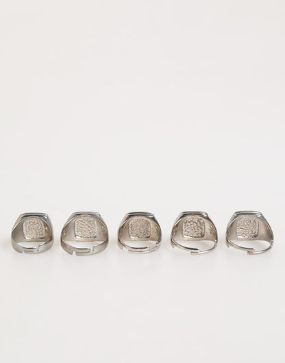Dolce & Gabbana Silver Tone Brass Lettering Set 5 Pieces Adjustable Ring - from Dolce & Gabbana