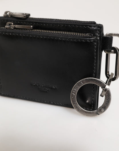 Dolce & Gabbana Black Leather Zipped Card Holder Coin Purse Keyring Wallet - from Dolce & Gabbana