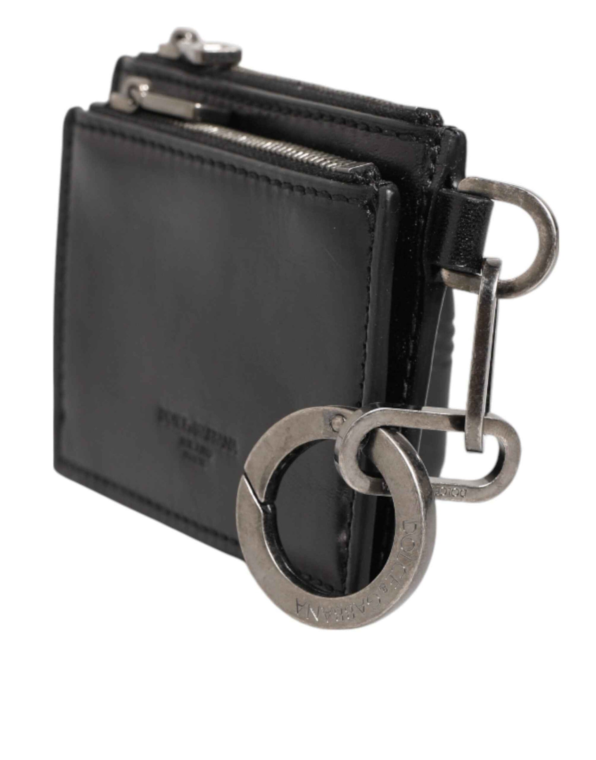 Dolce & Gabbana Black Leather Zipped Card Holder Coin Purse Keyring Wallet by Dolce & Gabbana