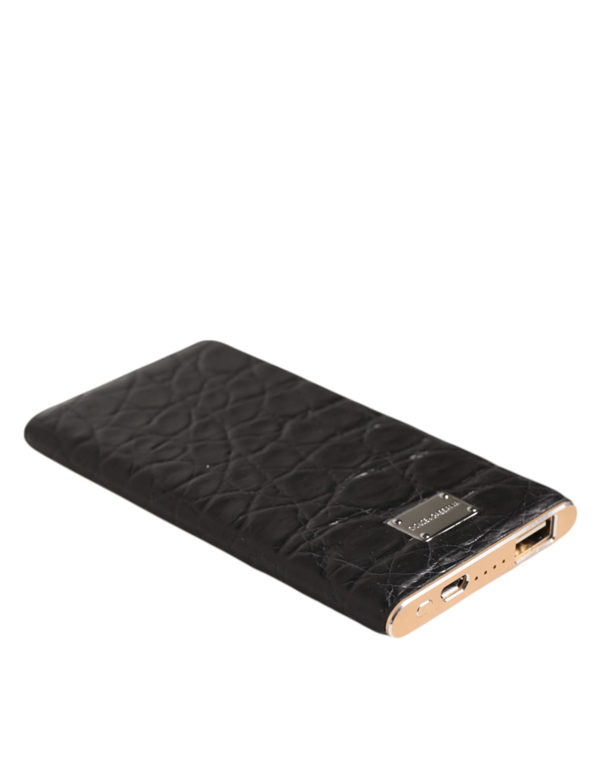 Dolce & Gabbana Black Leather Exotic Skin 3000mAh Power Bank Charger USB - from Dolce & Gabbana