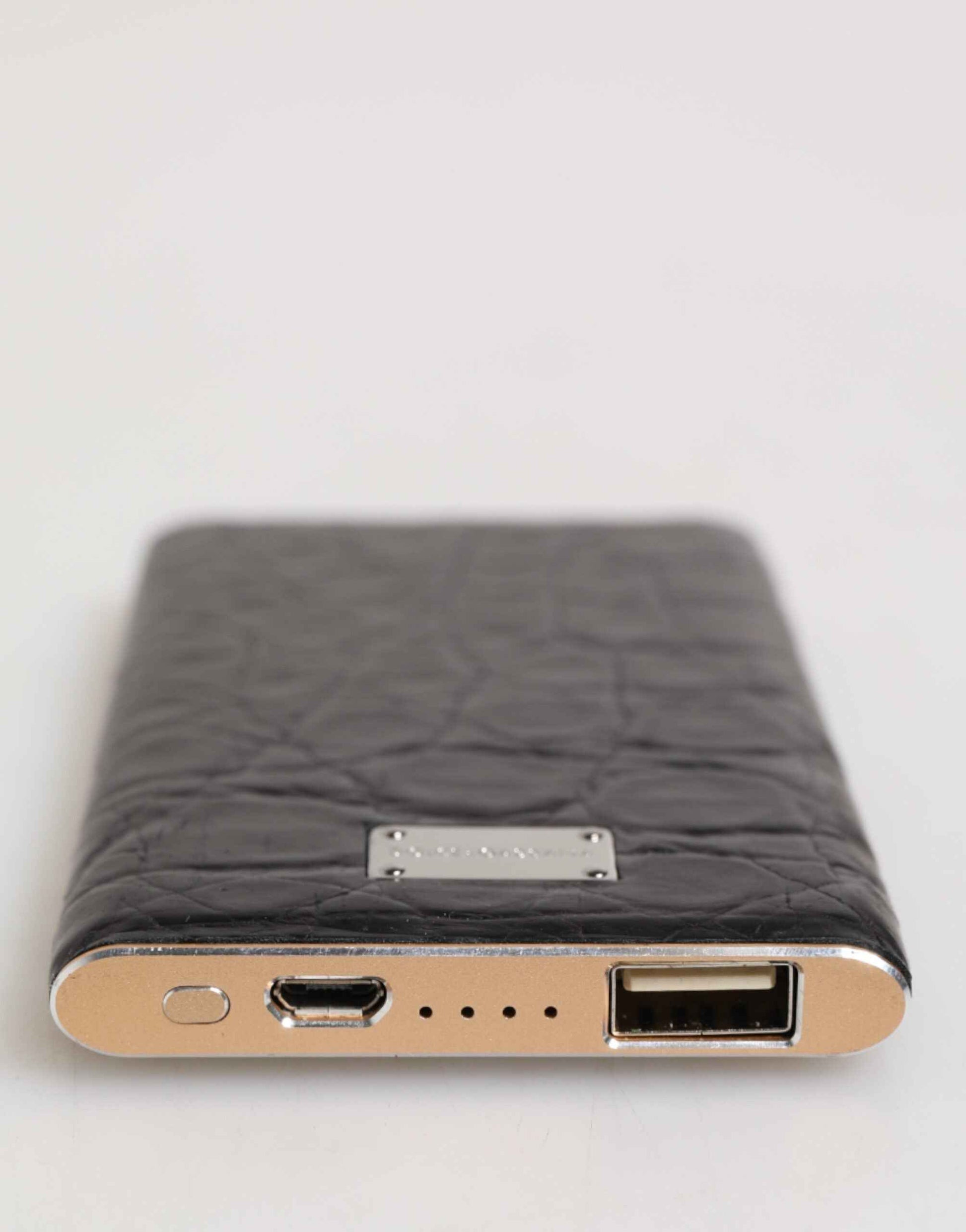Dolce & Gabbana Black Leather Exotic Skin 3000mAh Power Bank Charger USB by Dolce & Gabbana