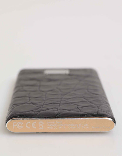 Dolce & Gabbana Black Leather Embossed Exotic 3000mAh Power Bank Charger USB by Dolce & Gabbana