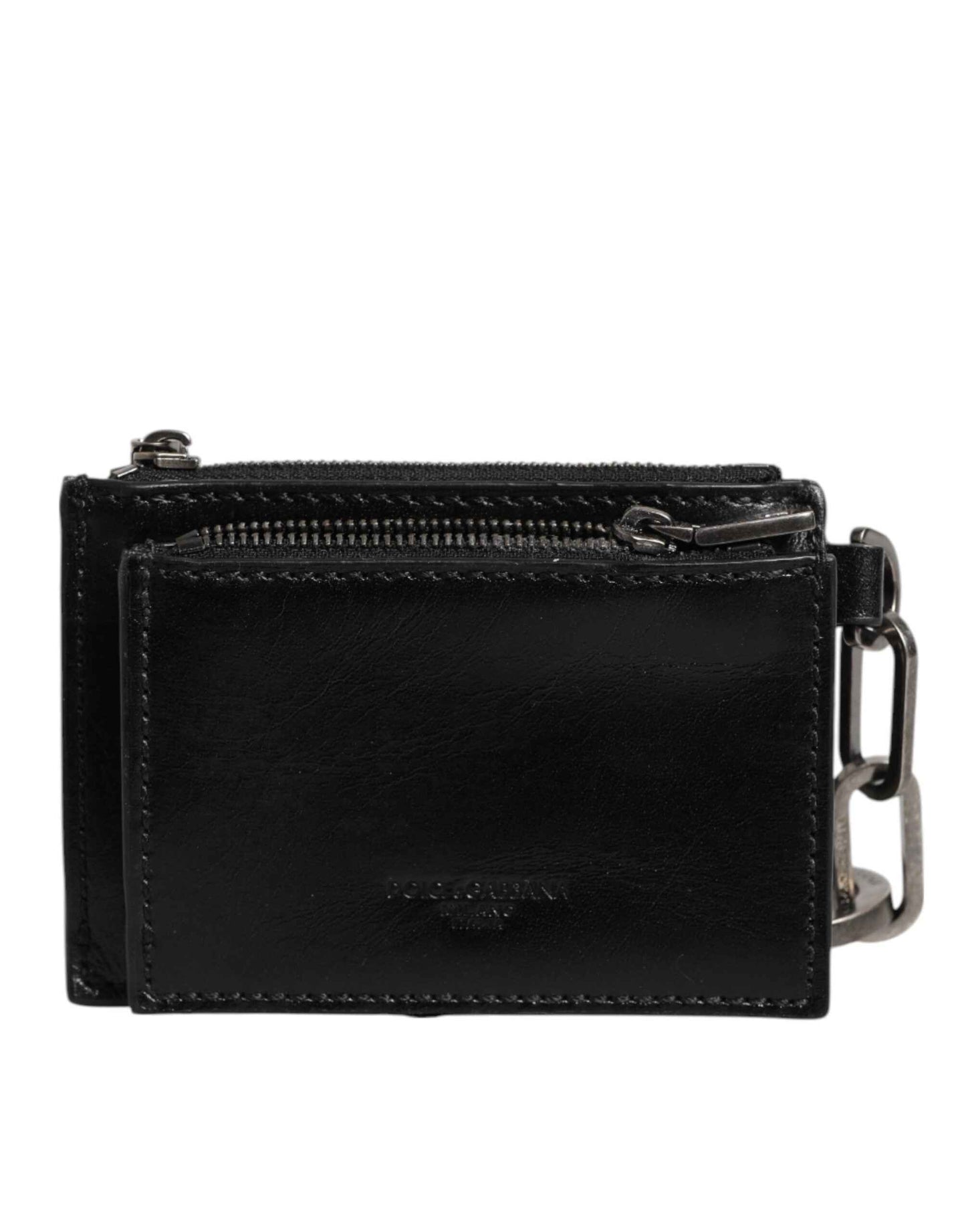 Dolce & Gabbana Black Leather Zip Logo Keyring Coin Purse Keyring Wallet by Dolce & Gabbana
