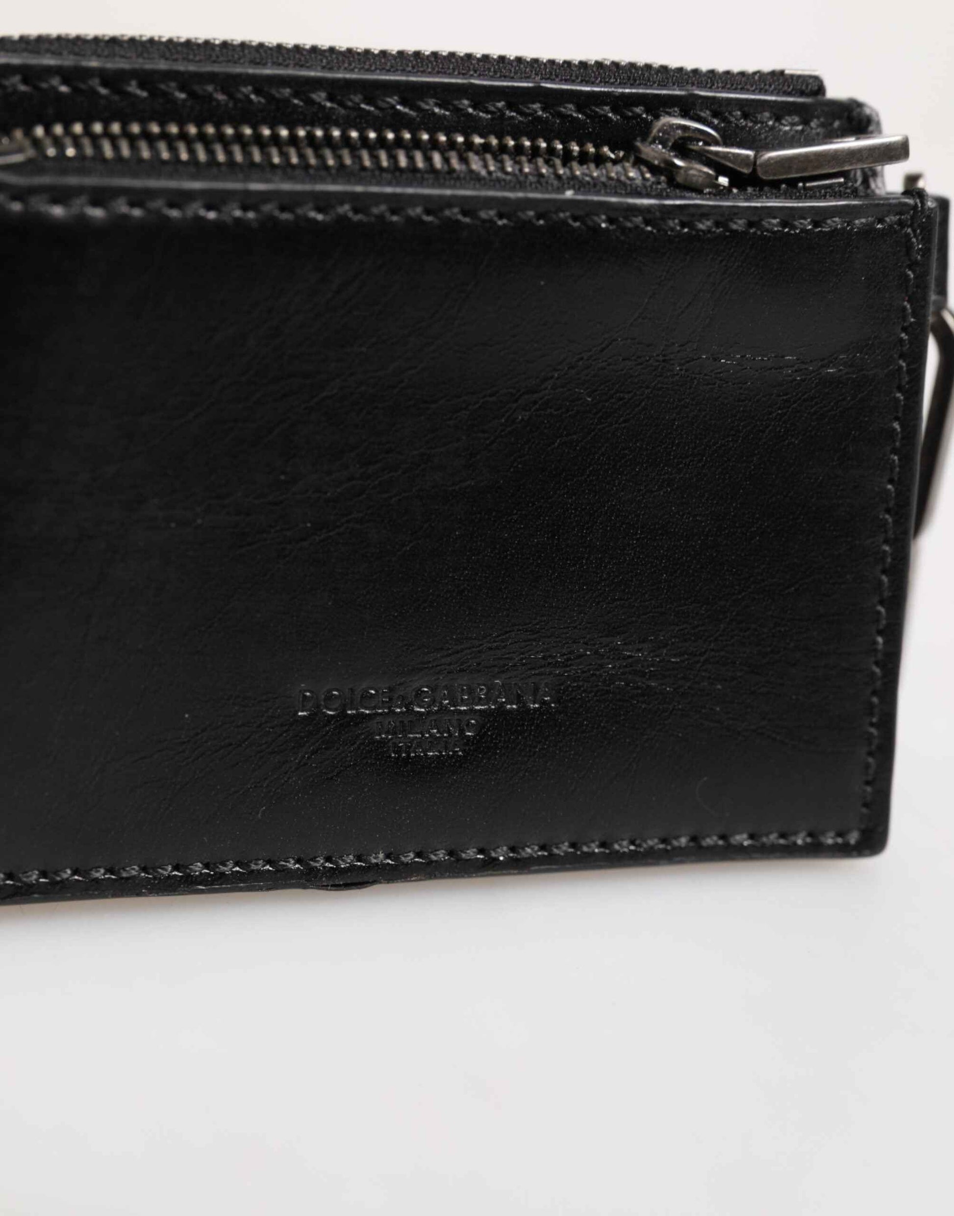 Dolce & Gabbana Black Leather Zip Logo Keyring Coin Purse Keyring Wallet by Dolce & Gabbana