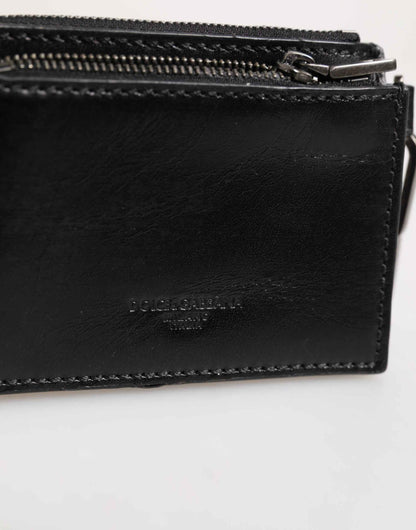 Dolce & Gabbana Black Leather Zip Logo Keyring Coin Purse Keyring Wallet by Dolce & Gabbana