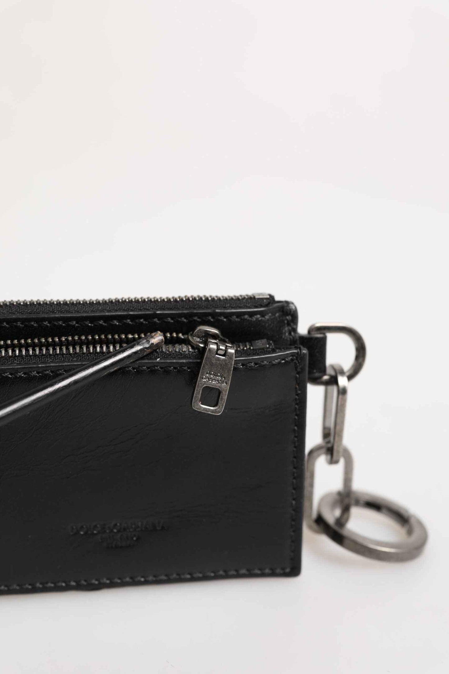 Dolce & Gabbana Black Leather Zip Logo Keyring Coin Purse Keyring Wallet by Dolce & Gabbana