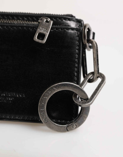 Dolce & Gabbana Black Leather Zip Logo Keyring Coin Purse Keyring Wallet by Dolce & Gabbana