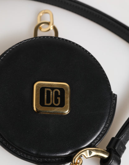 Dolce & Gabbana Black Round Leather DG Logo Coin Purse Lanyard Wallet - from Dolce & Gabbana