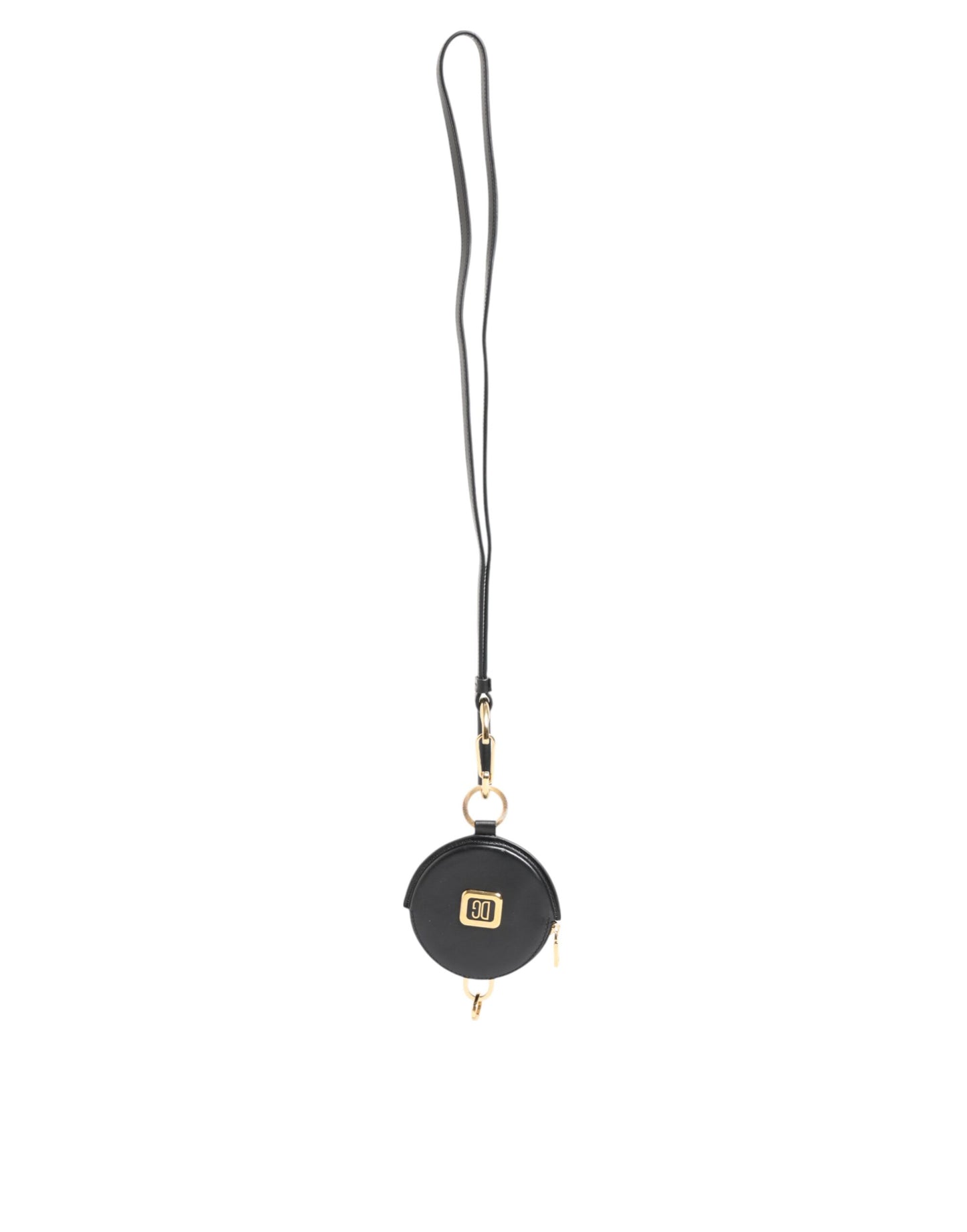 Dolce & Gabbana Black Round Leather DG Logo Coin Purse Lanyard Wallet - from Dolce & Gabbana