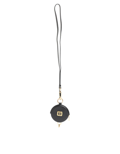 Dolce & Gabbana Black Round Leather DG Logo Coin Purse Lanyard Wallet - from Dolce & Gabbana