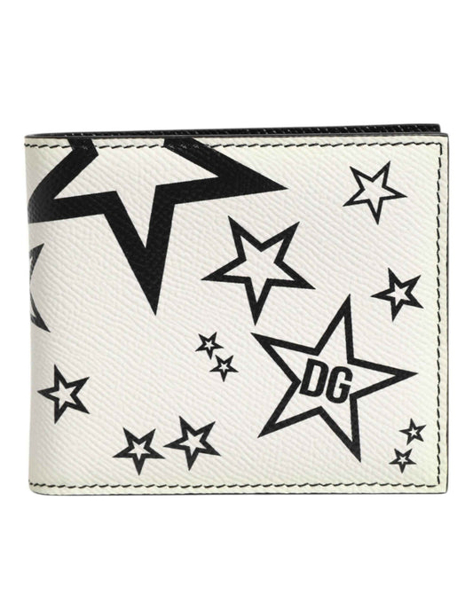 Dolce & Gabbana White Leather DG Star Logo Bifold Card Holder Wallet by Dolce & Gabbana