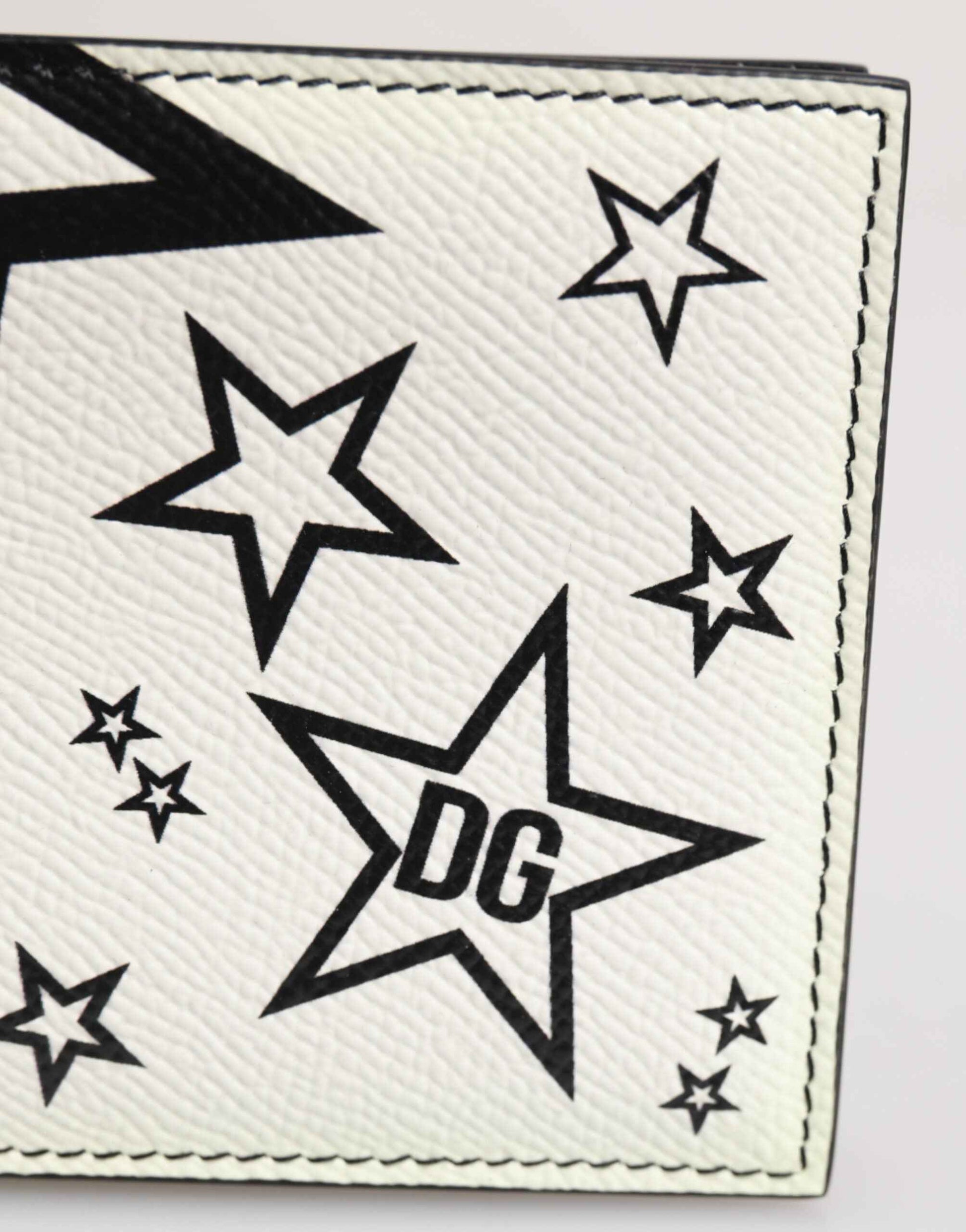 Dolce & Gabbana White Leather DG Star Logo Bifold Card Holder Wallet by Dolce & Gabbana