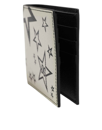 Dolce & Gabbana White Leather DG Star Logo Bifold Card Holder Wallet by Dolce & Gabbana
