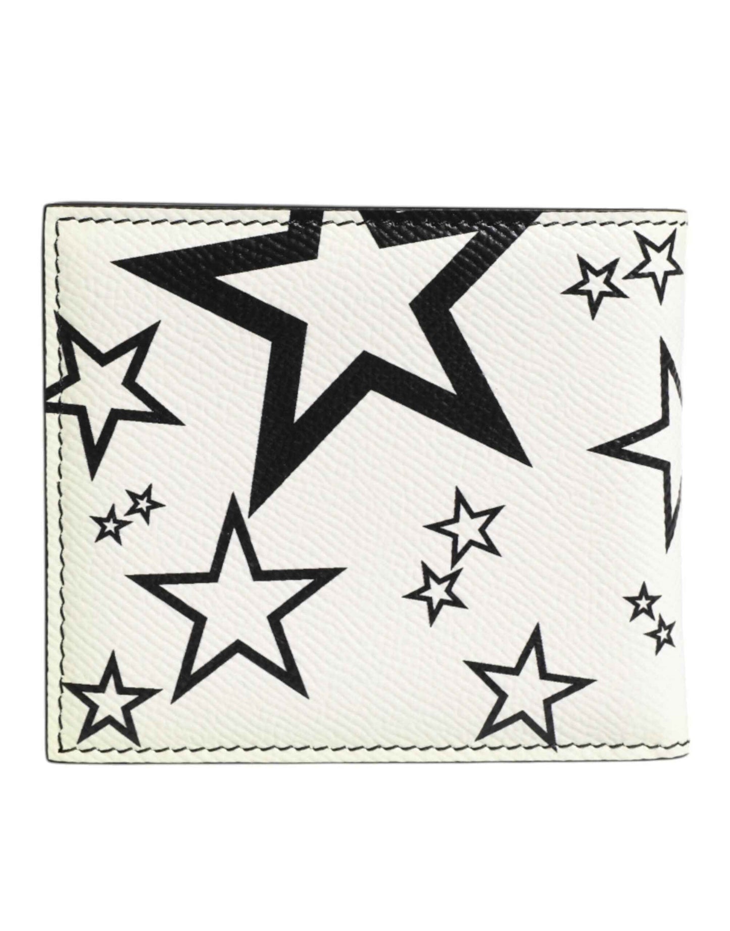 Dolce & Gabbana White Leather DG Star Logo Bifold Card Holder Wallet by Dolce & Gabbana