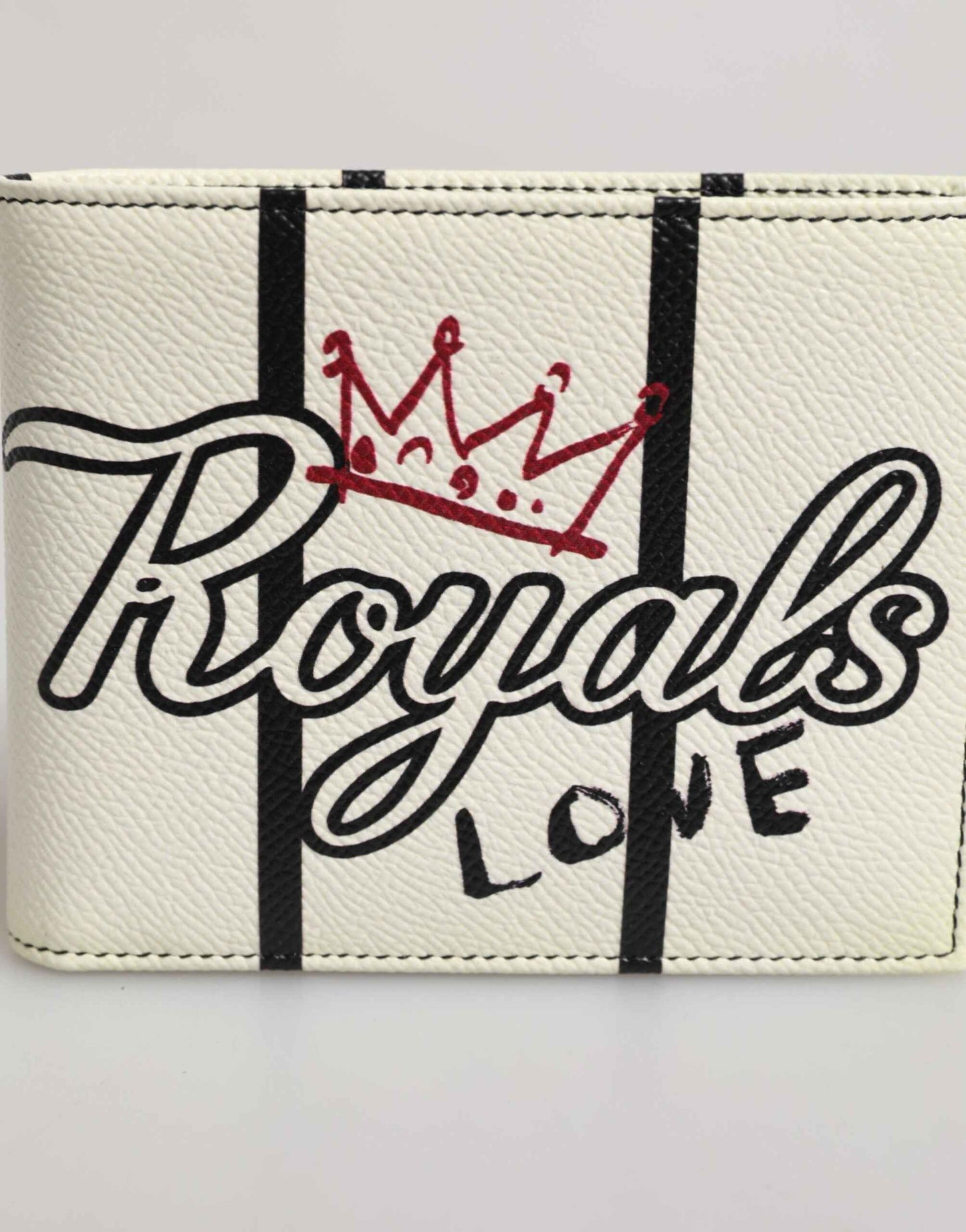 Dolce & Gabbana White Leather DG Crown Royals Bifold Card Holder Wallet by Dolce & Gabbana