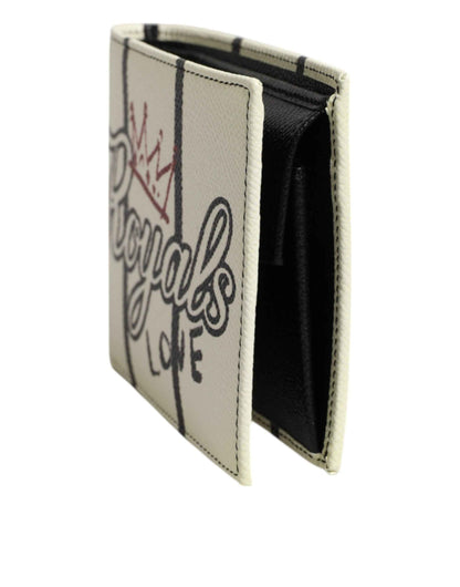 Dolce & Gabbana White Leather DG Crown Royals Bifold Card Holder Wallet by Dolce & Gabbana