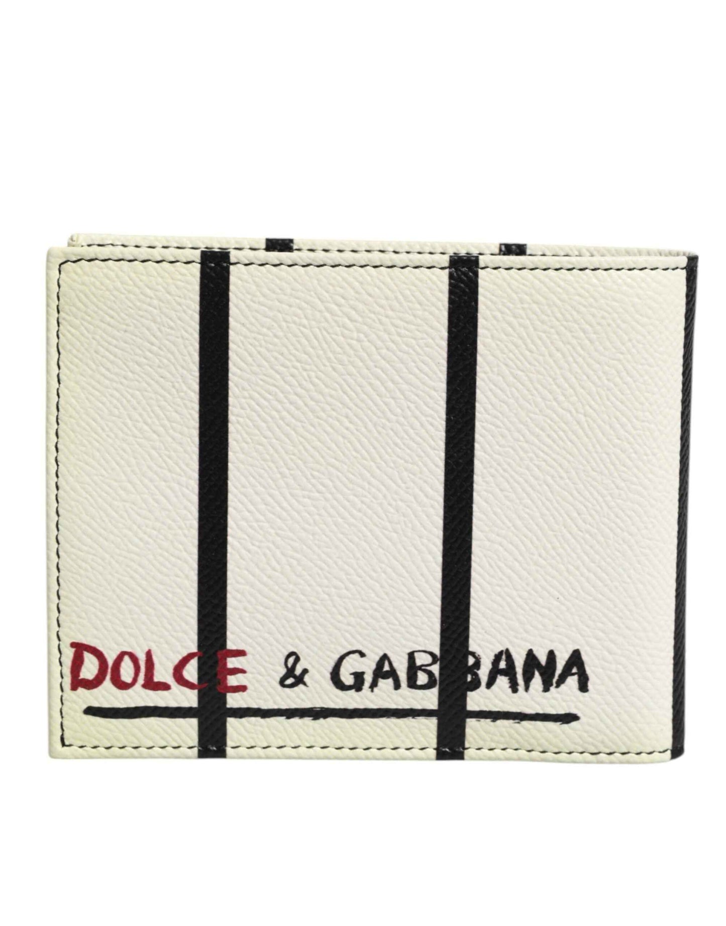 Dolce & Gabbana White Leather DG Crown Royals Bifold Card Holder Wallet by Dolce & Gabbana