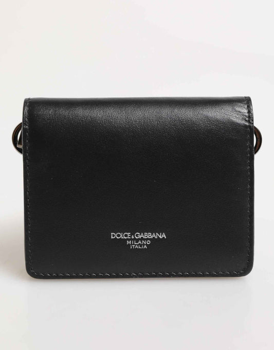 Dolce & Gabbana Black Leather DG Logo Bifold Card Holder Men Borse Wallet by Dolce & Gabbana