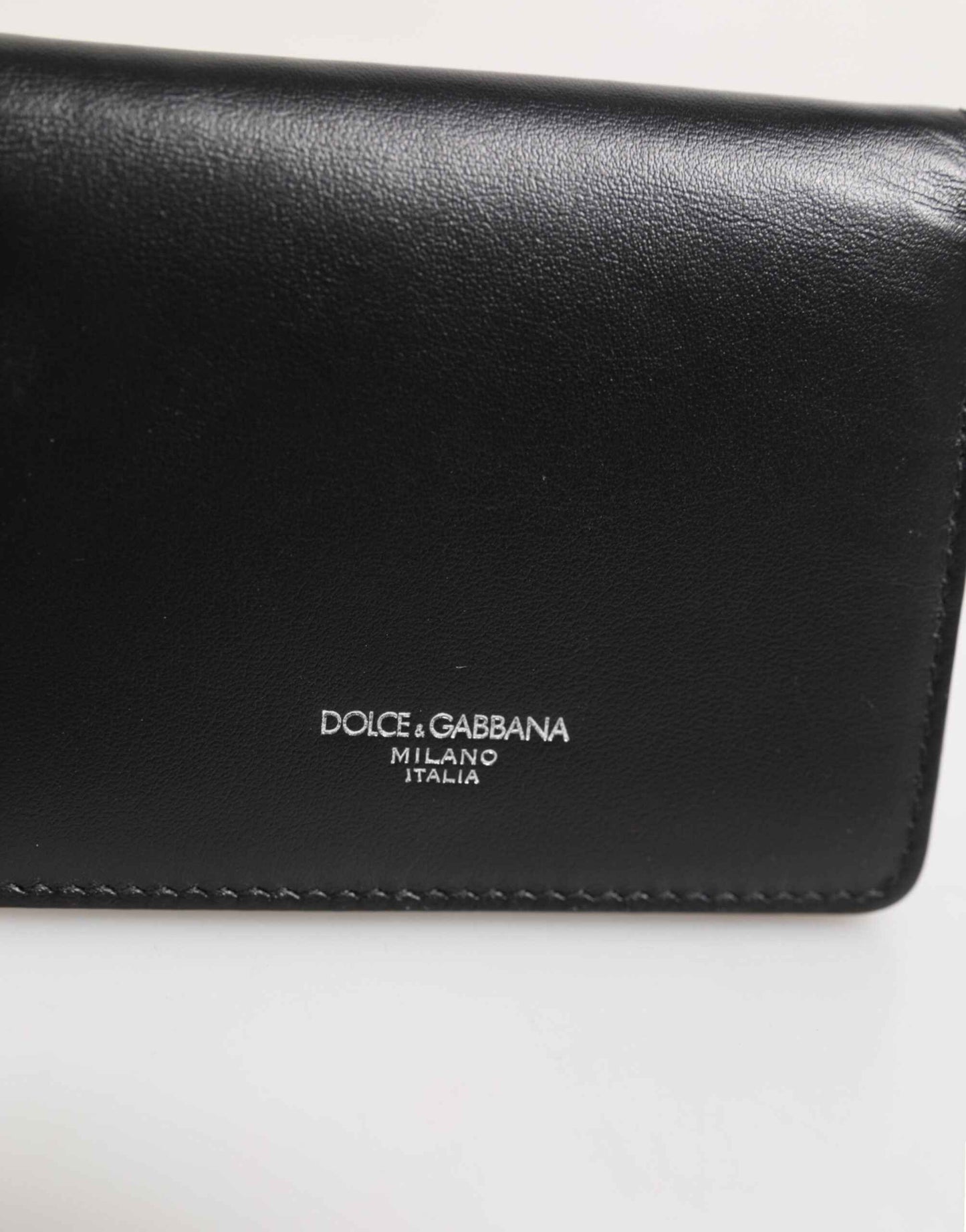 Dolce & Gabbana Black Leather DG Logo Bifold Card Holder Men Borse Wallet by Dolce & Gabbana