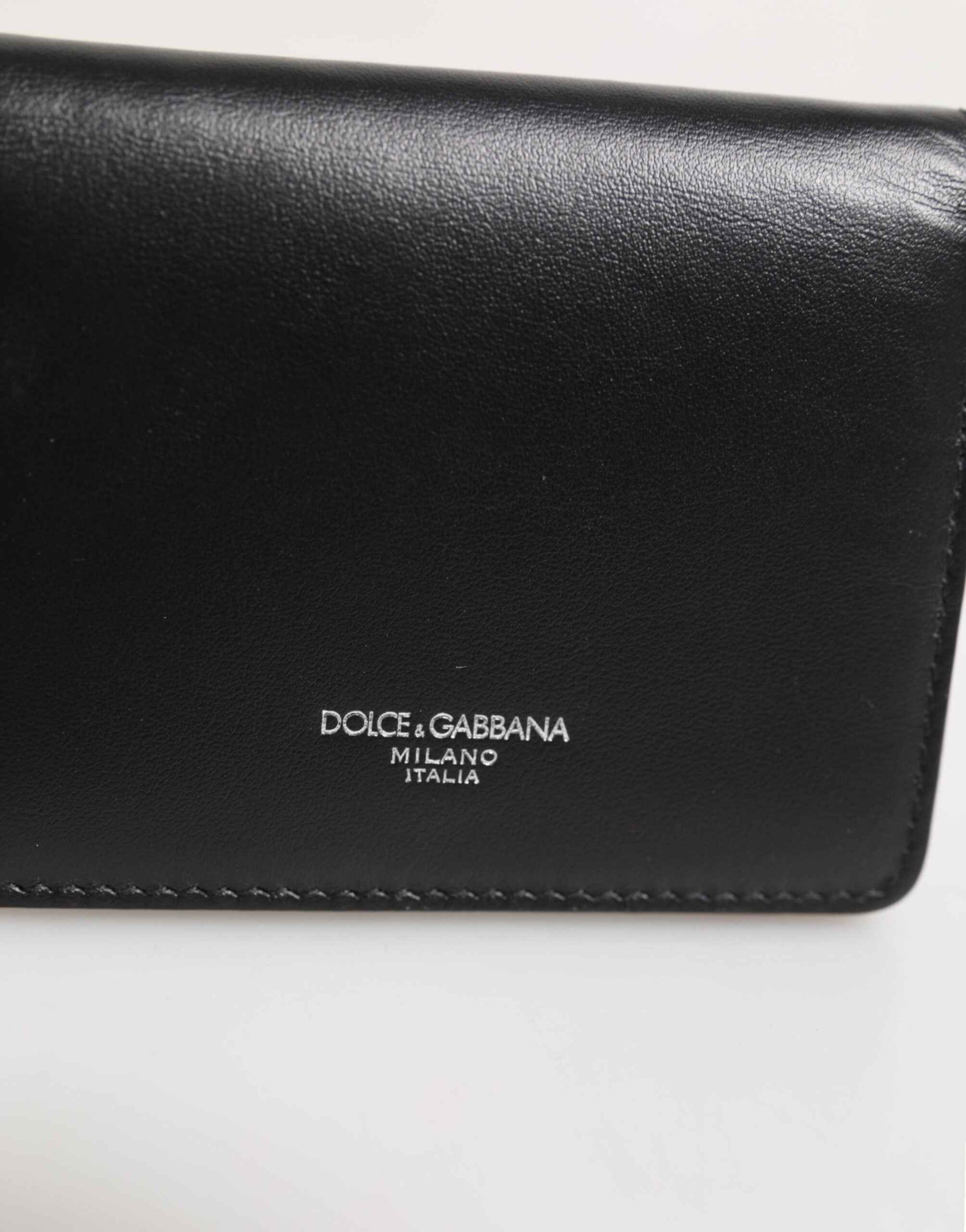 Dolce & Gabbana Black Leather DG Logo Bifold Card Holder Men Borse Wallet by Dolce & Gabbana