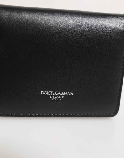 Dolce & Gabbana Black Leather DG Logo Bifold Card Holder Men Borse Wallet by Dolce & Gabbana