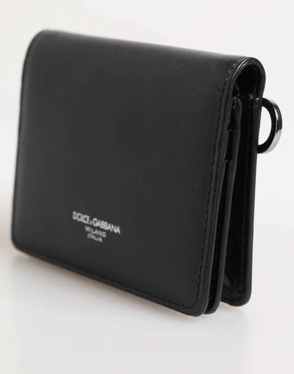 Dolce & Gabbana Black Leather DG Logo Bifold Card Holder Men Borse Wallet by Dolce & Gabbana