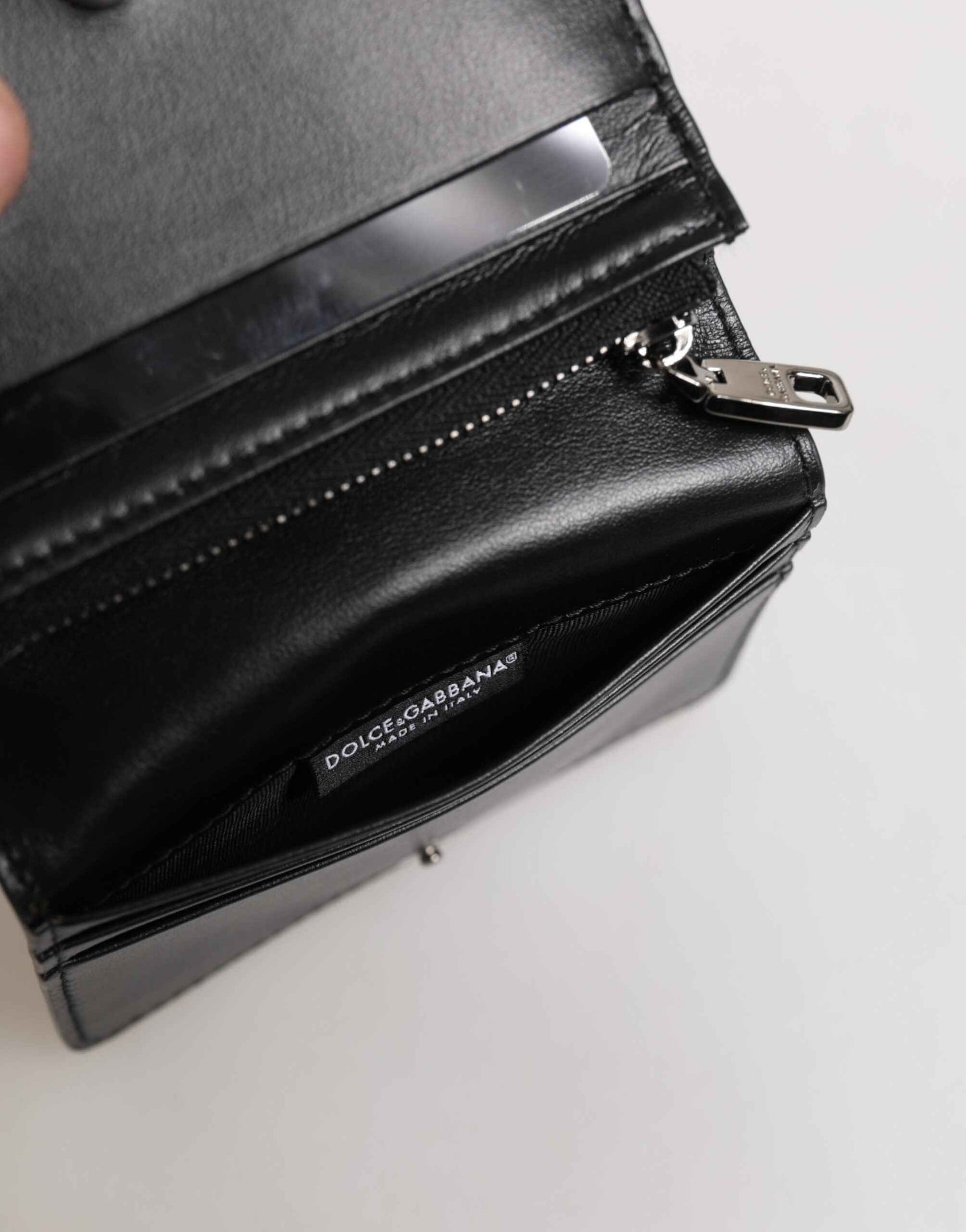 Dolce & Gabbana Black Leather DG Logo Bifold Card Holder Men Borse Wallet by Dolce & Gabbana