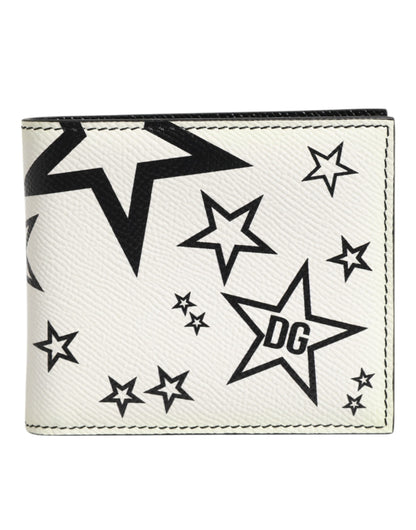 Dolce & Gabbana White Leather DG Star Logo Bifold Men Card Holder Wallet - from Dolce & Gabbana