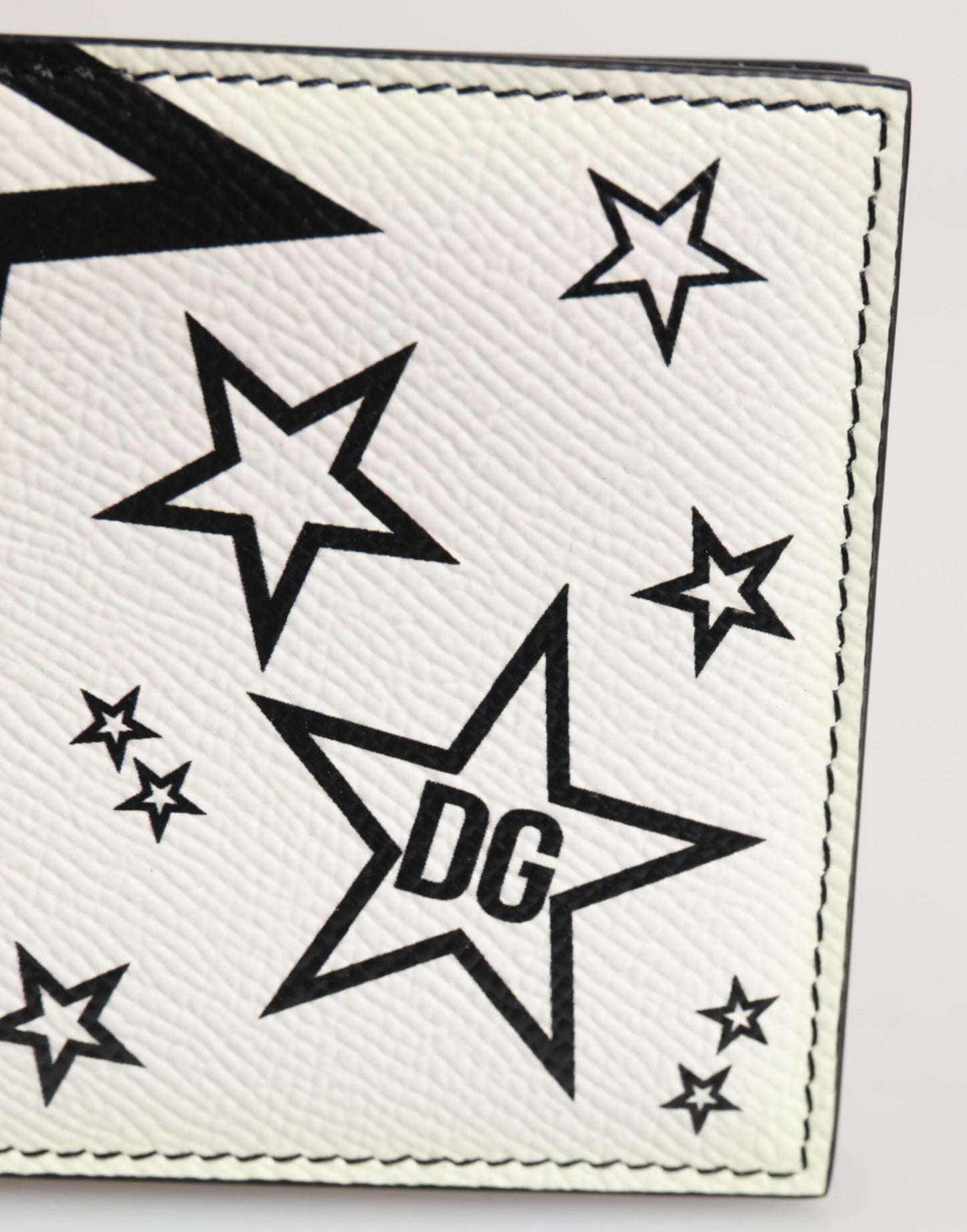 Dolce & Gabbana White Leather DG Star Logo Bifold Men Card Holder Wallet - from Dolce & Gabbana