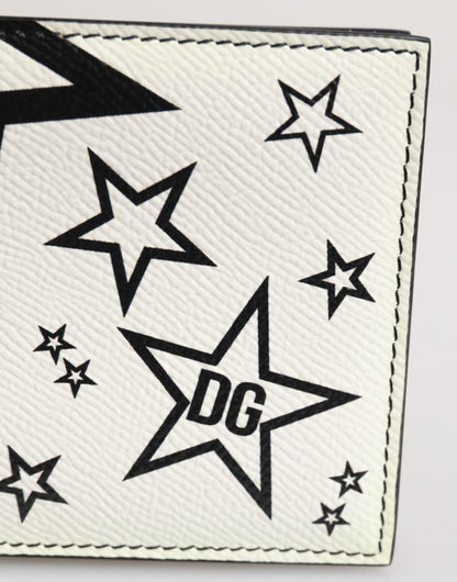Dolce & Gabbana White Leather DG Star Logo Bifold Men Card Holder Wallet - from Dolce & Gabbana